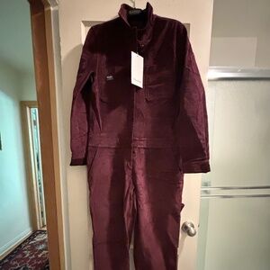 WILDFANG THE ESSENTIAL CORDUROY LONG SLEEVE COVERALL- MERLOT - NEW _ NEVER WORN